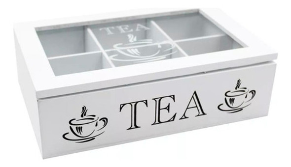 Caja De Té 6 Divisiones En Madera Tapa Vidrio 0 Caja De Té 6 Divisiones En Madera Tapa Vidrio 0