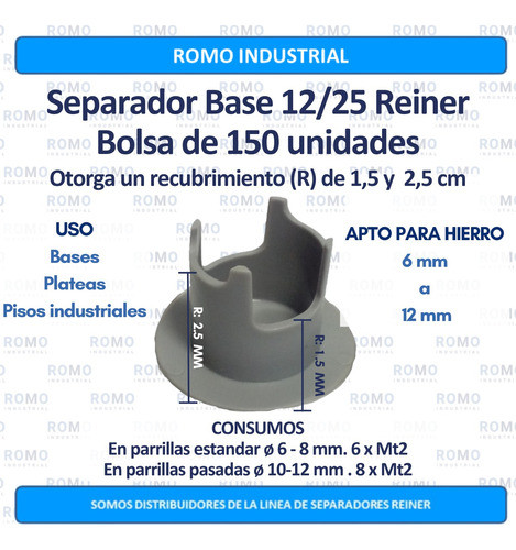 Separador Base12/25 Plástico Reiner Hormigón X 1500 Un 1