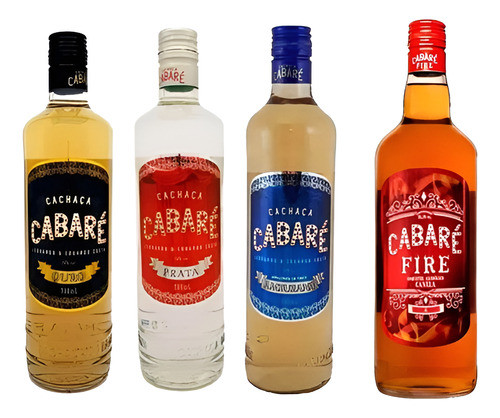 Cachaça Cabaré Combo 4 Unid Amburana- Ouro- Prata- Fire 0