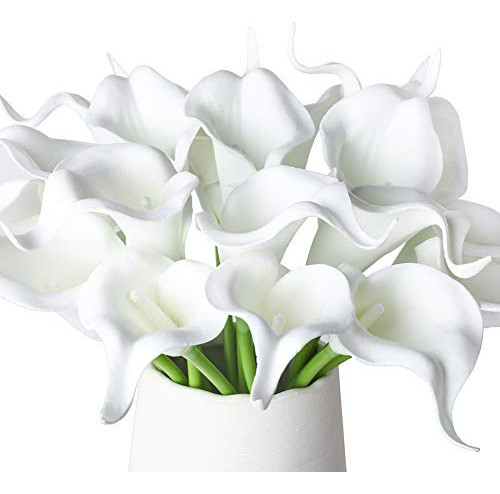 20 Piezas Calla Lily Flores Blancas Falsas Ramo De Boda Flor 1