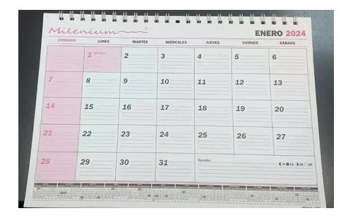 Almanaque 2024 Milenium Oficio Apaisado 32 X 23 Cm Mensual 1