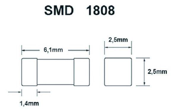 1 Fusível Smd 1808 6,3a 6.3a 125v Dourado Cerâmico 1