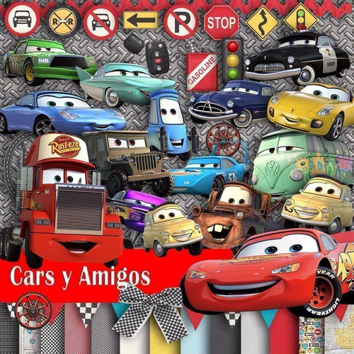 Kit Imprimible  Cars Y Amigos 15 Clipart 14 Fondos 37 X1 0