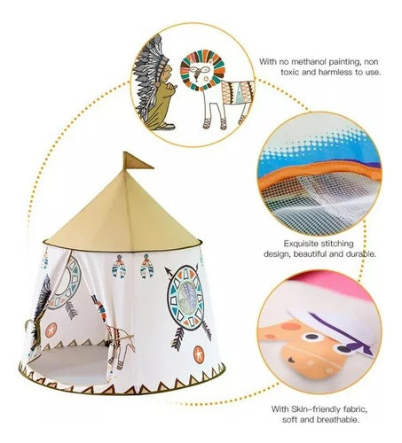 Carpa Infantil Con Diseño De Casita De Indio Desarmable 1