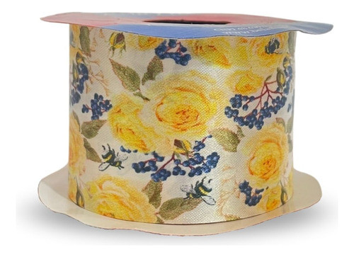 Fita De Cetim Estampada 45mm Bela Fita 10 Metros- Flores 1