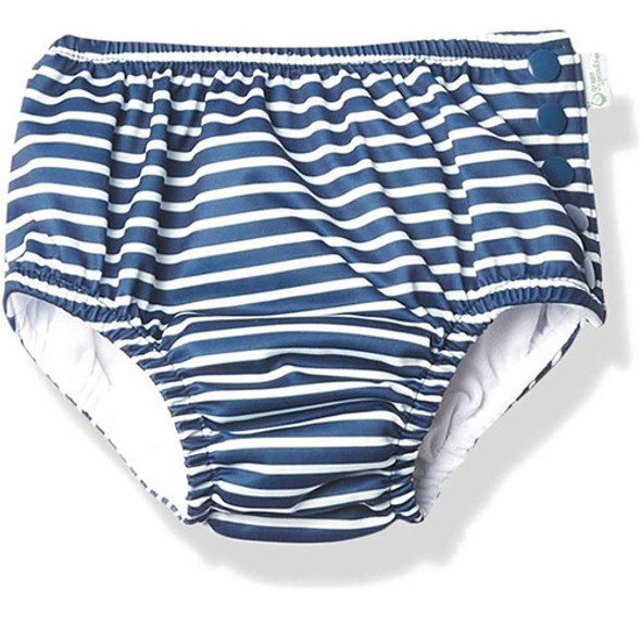 I Play Boys Reusable Absorbent Baby Swim Diapers Navy Stripe 0