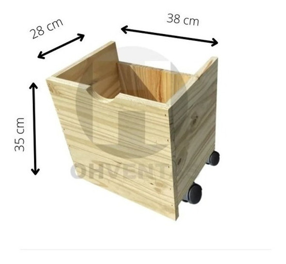 Cajon Baul Juguetero Liso Con 3 Ruedas Ohventas Verdulero 1