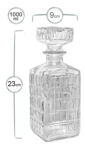 Botellón Whisky Cuadrado Whiskera Labrado 1000 Ml 1