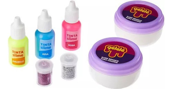 Gelele Super Kit Slime Blanco X 2+ 3 Tintas Y Lentejuelas 1