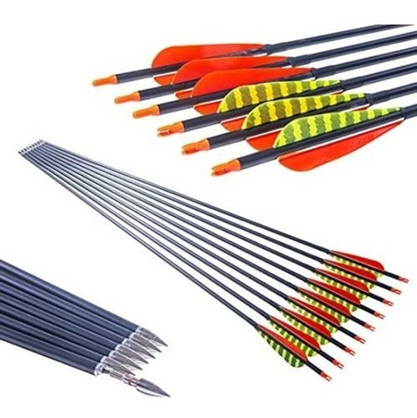 Flechas 32 Spin 600 De Carbono Pluma De Pavo  X 12 Unidades 0