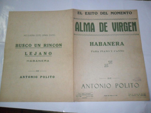 Alma De Virgen Habanera Piano Antonio Polito A. Timarni 0