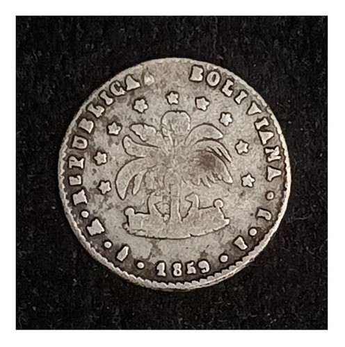 Bolivia 1/2 Sol 1859 Fj Bueno Plata Km 118 0