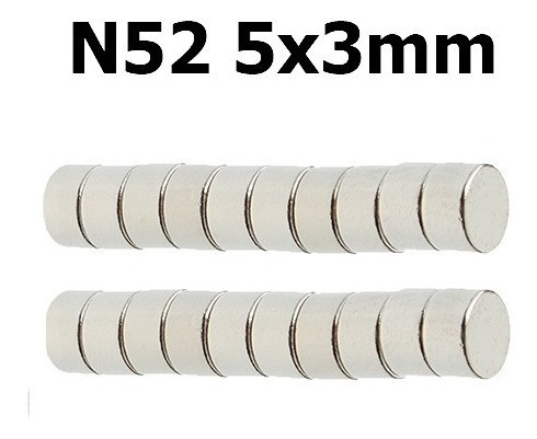 20 Pcs De Imã De Neodímio N52 De 5x3mm Redondo Super Forte 0