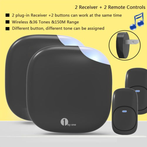 2 Packs Visitante Inalámbrico Plug-in Puerta Campana Campana 1