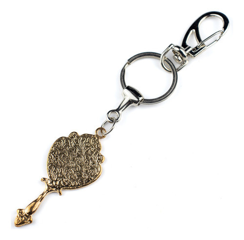 Chaveiro Oxum Abebe Trabalhado Espelho Dourado 15 Cm Metal 1