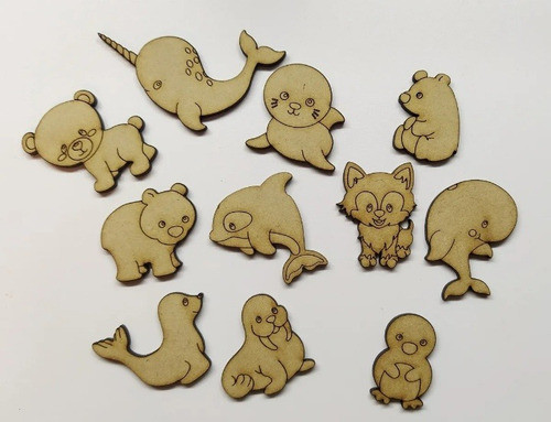 75 Animales Bosque Mar Insectos Fibrofacil Mdf Variados 5cm 0