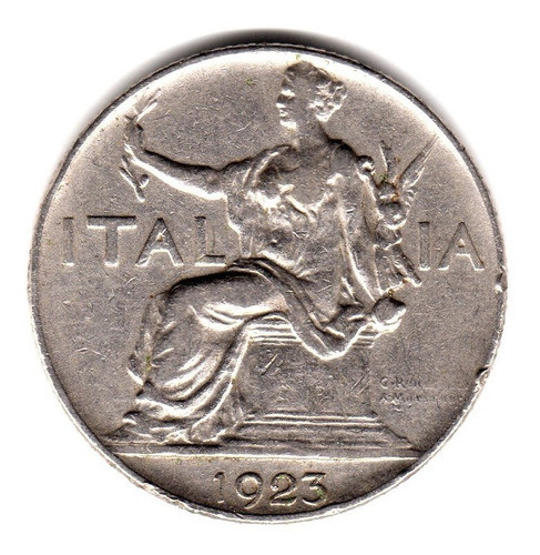 Italia Reino Moneda 1 Lira Año 1923 R Km#62 0
