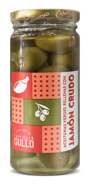 Aceitunas Verde Rellena Con Jamon Crudo Famiglia Gullo 330g 0