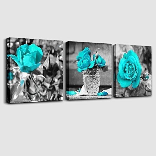 Mhart66 Lona Arte Vida Simple Blanco Y Negro Azul Rosa Arte 0