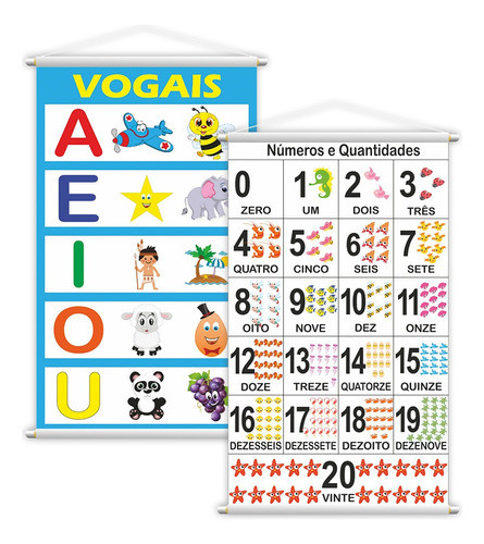 Banners Escolares Vogais E N° Até 20 P Professores 0