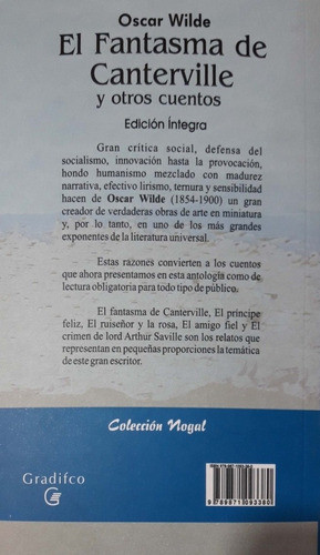 El Fantasma De Canterville Oscar Wilde Nogal Gradifco Nvo * 1