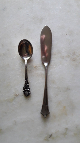 Cucharita Cafe Sellada Y Cuchillo Pequeño P/untar Sellado 1
