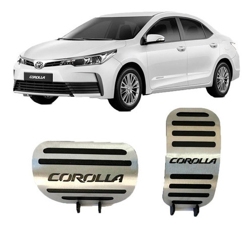 Pedaleira Aço Inox Corolla Automático Protetor Baixo Relevo 0