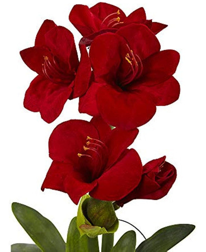 Casi Natural Amaryllis Con Florero Floral Decoración, 24, Ro 1
