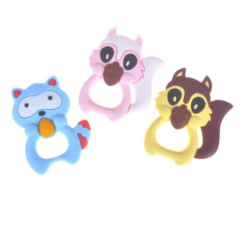 Silicona Mordedores Juguetes Mapache Bebé Anillo Mordedor Bp 0