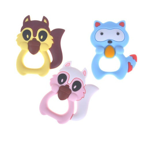 Silicona Mordedores Juguetes Mapache Bebé Anillo Mordedor Bp 1