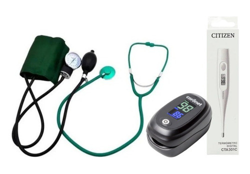 Kit Oximetro Coronet + Tensiometro Verde+ Termometro Digital 0