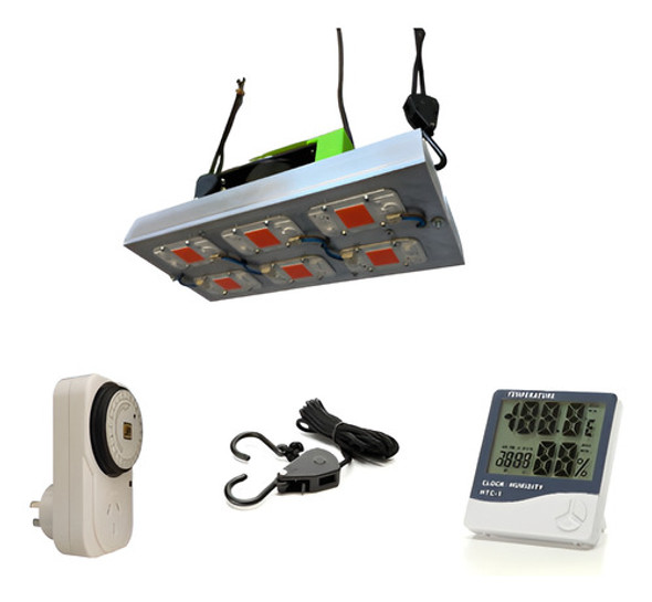 Kit Cultivo Panel Led 300 W Poleas Htc-1 Timer 0