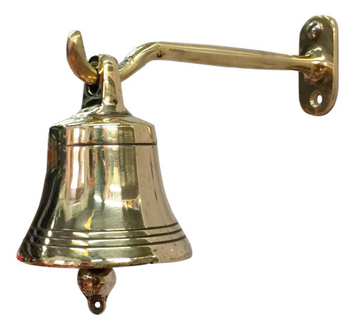 Campana De Colgar Grande Bronce Pulido Con Soporte 0