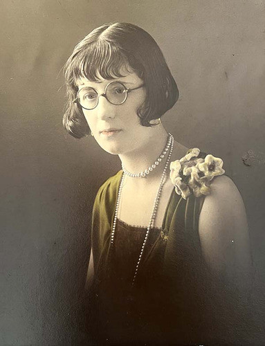 Antigua Foto Retrato Mujer Intelectual C/ Anteojos  -años30 1