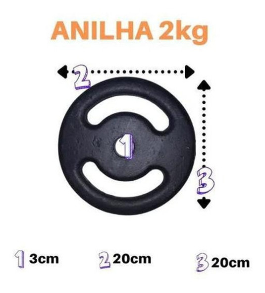 Kit 2 X Anilhas Super Premium De 2kg Ferro Pintada 1 Kit 2 X Anilhas Super Premium De 2kg Ferro Pintada 1
