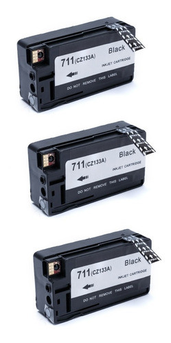 3x Cartucho Preto 711xl 711 Para Plotter T120 T520 711 80 Ml 0