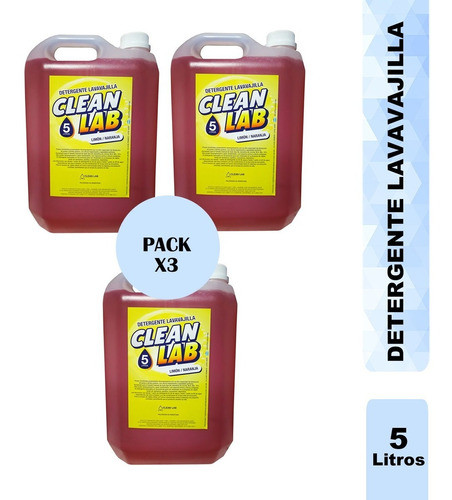 Detergente Lavavajillas 3 X 5 Lts Oferta Clean Lab Naranja 0