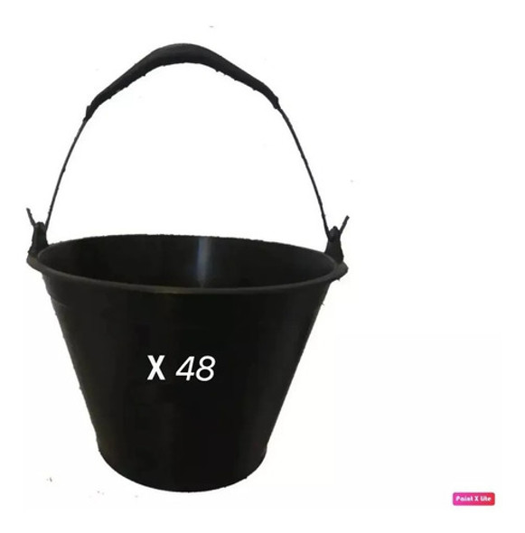 Balde Albañil Plastico Reforzado Obra Manija Plastica X48 0