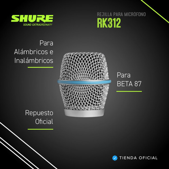 Rejilla De Repuesto Shure Rk312 Para Micrófonos Beta 87 1