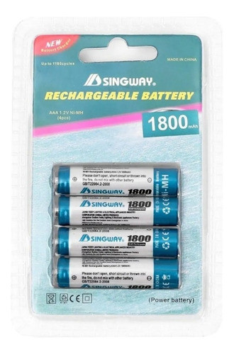 Pilas Aaa Recargables Blister 4  1800 Mha Excelente Calidad 0