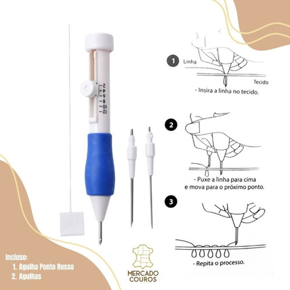 Kit Agulha Mágica Ponto Russo Estojo + 05 Bastidores Bordado 1