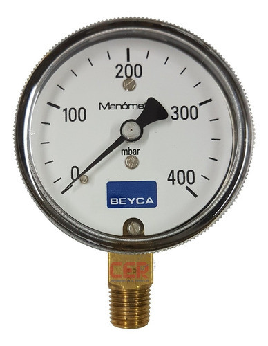 Manómetro 400 Milibar Mbar 63mm Rosca 1/4 Inf.apto Gas Beyca 0