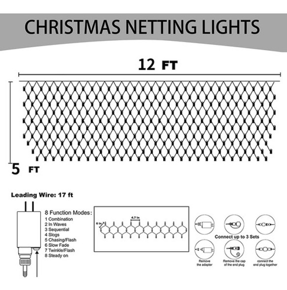 Dazzle Bright Luces De Red Led De Navidad, 360 Luces Led, De 1