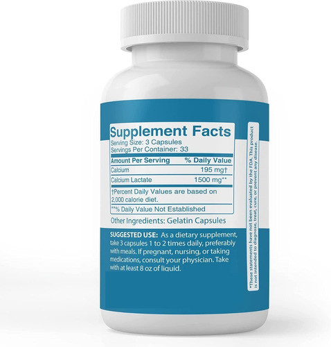 Pure Original | Lactato De Calcio I 1500mg I 100 Cápsulas 1