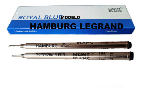 2 Refil  Tinta Legrand Hamburg M 401 Azul Caneta Mont Blanc 0
