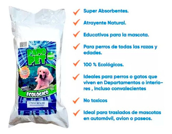 Paños Pañales Pañopet Max 50 Unidades Eco 60x90 El + Grueso 1