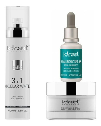 Kit Completo Hidratante 3 Pasos Con Acido Hialuronico Idraet 0