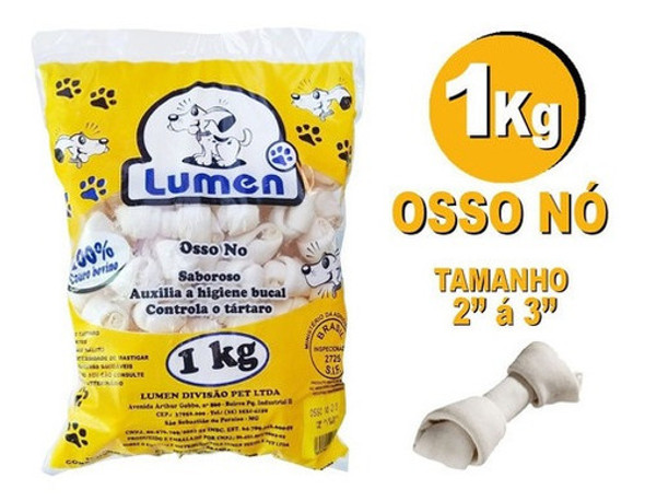 Osso Mordedor Comestível P/cães Lumen 1 Kg Osso Nó 2/3 1