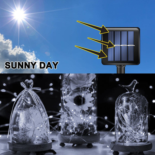 Guirnalda De Luces Solares Blancas Para Exteriores, 39.4 Pie 1