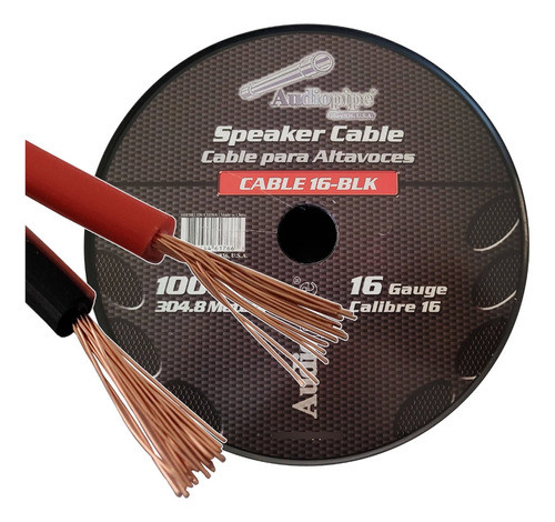 Cable Parlante Bipolar 2x0,8mm2 Rojo Negro Audiopipe X 20mts 0